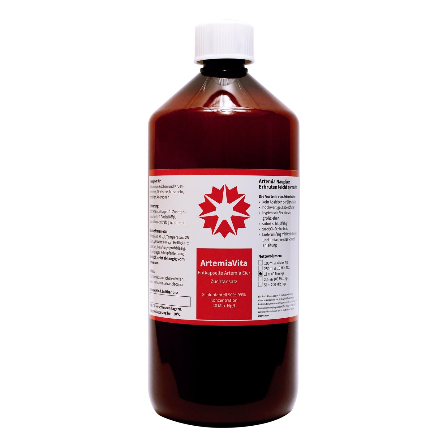 1L Artemia Vita - Artemia Eier dekapsuliert 95%-99% Schlupf